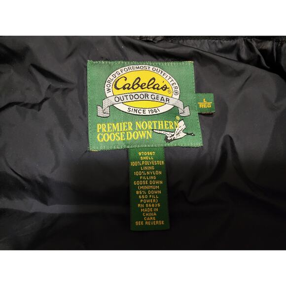 Cabela’s Vest Mens Large Black 650 Fill Premier Northern Goose Down Puffer Vest - Picture 8 of 11